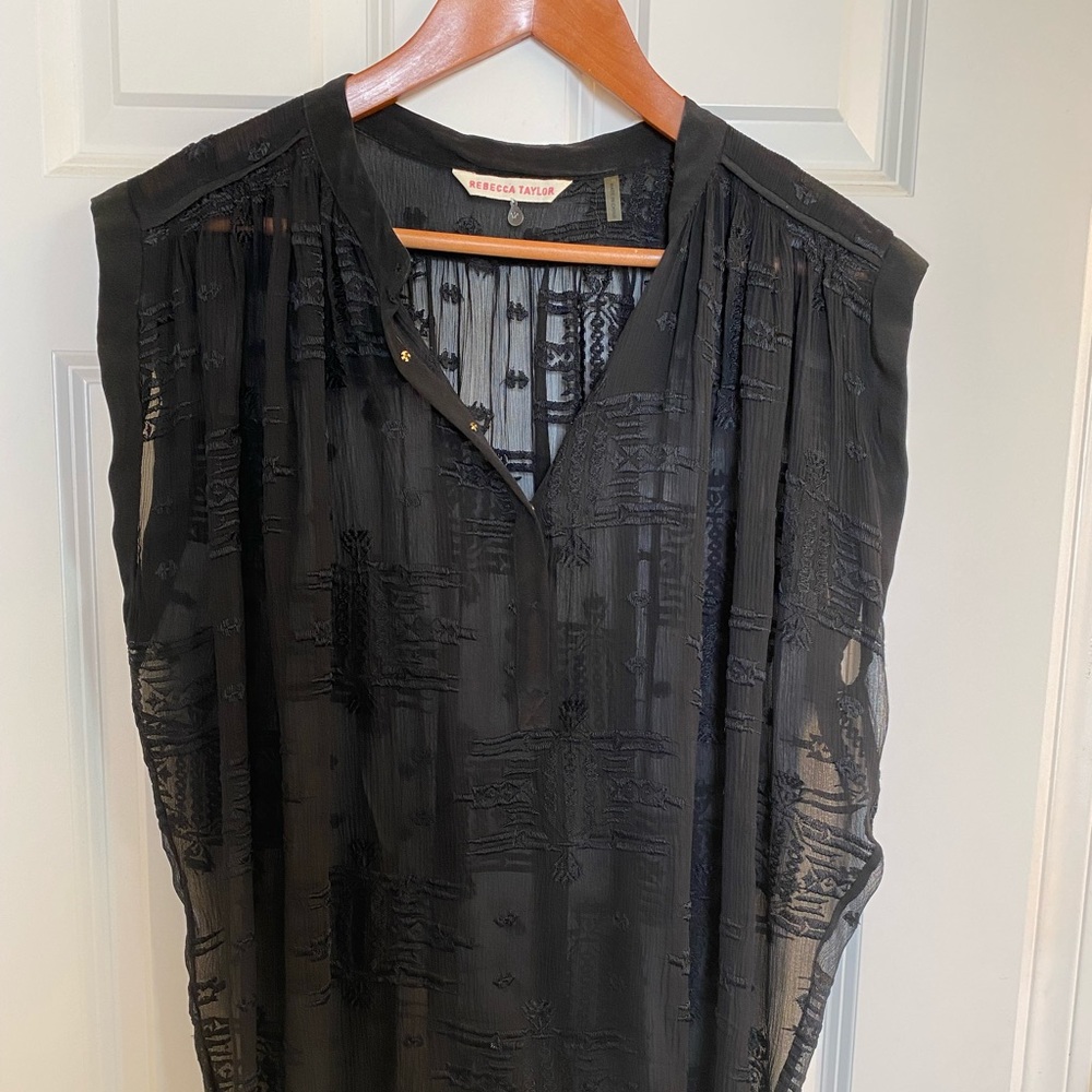 Rebecca Taylor sheer sleeveless black top.